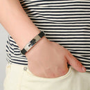 1X Cool Fashion Black Silicone Bracelet Charm Wristband Men's Stainless Ste R2M3