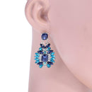 Fashion Elegant Glitter Blue Crystal Rhinestones Alloy Earrings Jewelry