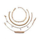 4pcs Fashion Bead Tassel Chain Bracelet Girl Alloy Bracelet Adjustable Vale I4Y3
