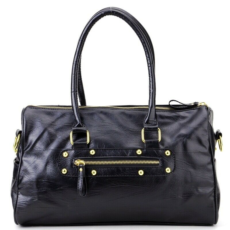 Black hand hold PU leather rock scratch with a small bear Handbag for women R4N9
