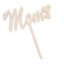 Wooden Love Hearts MOM Design Cake Toppers Sticks for Mother's Day Gifts