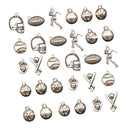 30Pack Sport Theme Charms Mixed Rugby Player Glove Pendants for DIY Findings