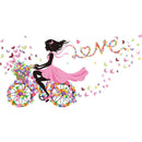 Flower Butterfly Girl on Bicycle Removable Vinyl DIY Wall Art Mural StickerSEAU