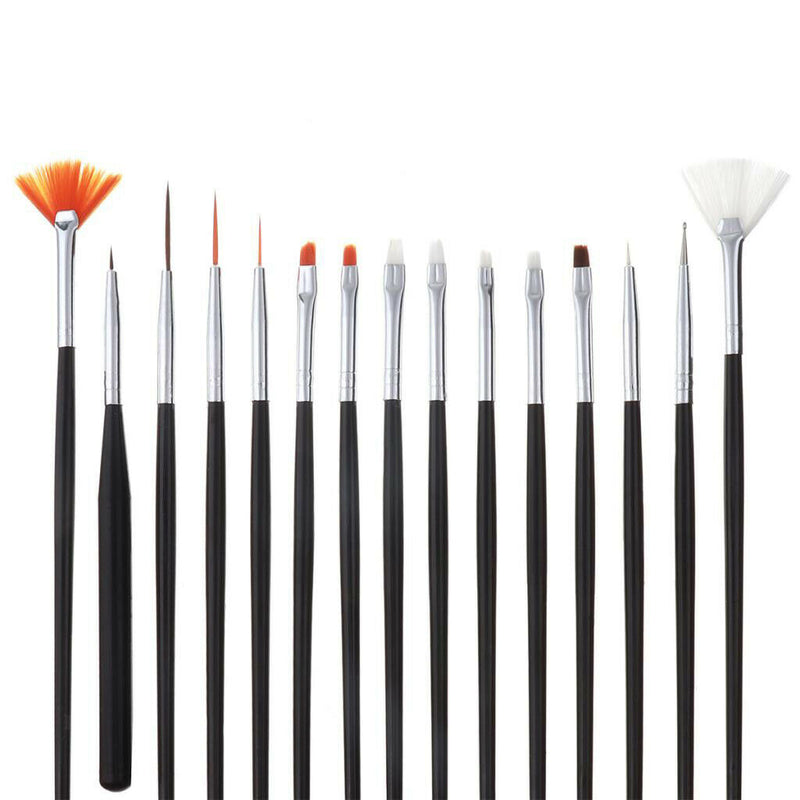 15Pieces Round Pointed Tip Nylon Hair Brushes Set, Nail Art Decorations Brush