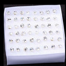 One Set of 24 Pairs Clear Artificial Crystal Allergy Free Earrings Stud