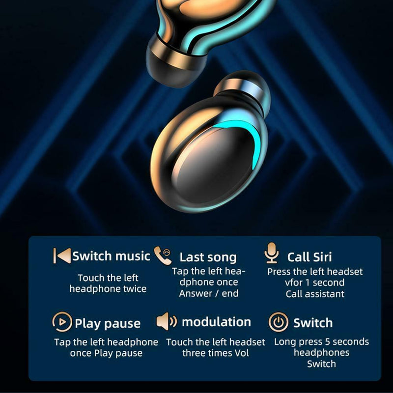 Bluetooth 5.0 Headset Wireless Earphones In-Ear Earbuds Stereo Headphones-New