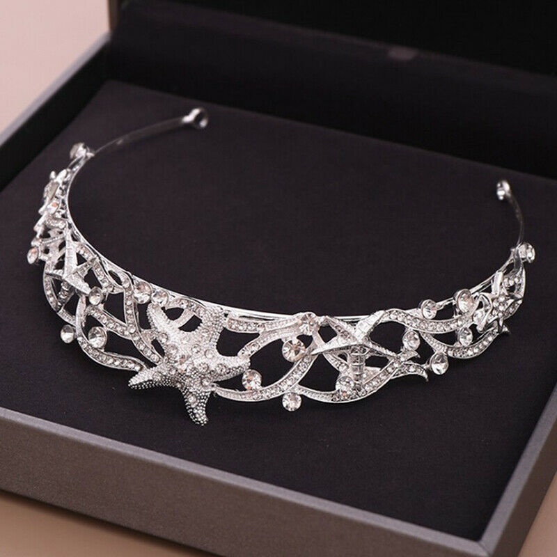 New Starfish Crown Bride Tiara Headwear Head Piece Princess Wedding Hair Jewe Hn