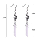 Boho Clear Quartz Moon Earrings Natural Stones Celestial Women Jewelry