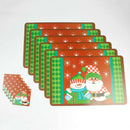 12Pcs/Set Christmas Tableware Placemats Coaster Xmas Party Supplies (Redsno