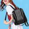 Solid Color Knapsack Women Backpacks Anti-theft PU Leather Rucksack (Black) SN9F