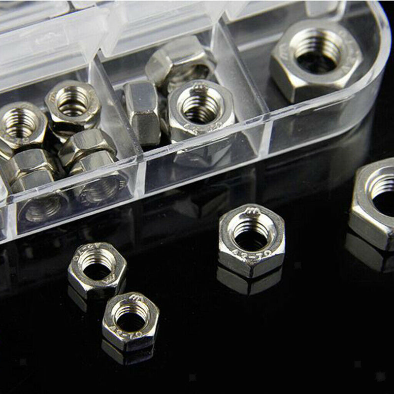 M2,M3,M4,M5,M6,M8 Hex Nuts & Flat Washers Assortment Washer Nuts kit 137pcs