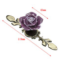 119mm Ceramic Rose Decorative Drawer Cabinet Closet Pull Handle Knob-Purple