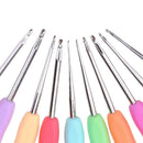 10pcs Soft TPR Handle Aluminum Crochet Hooks Weaving Needles Knitting Tools