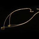 Women Retro Golden Geometry Wafer Sequins Charm Pendant Double Chain Necklace