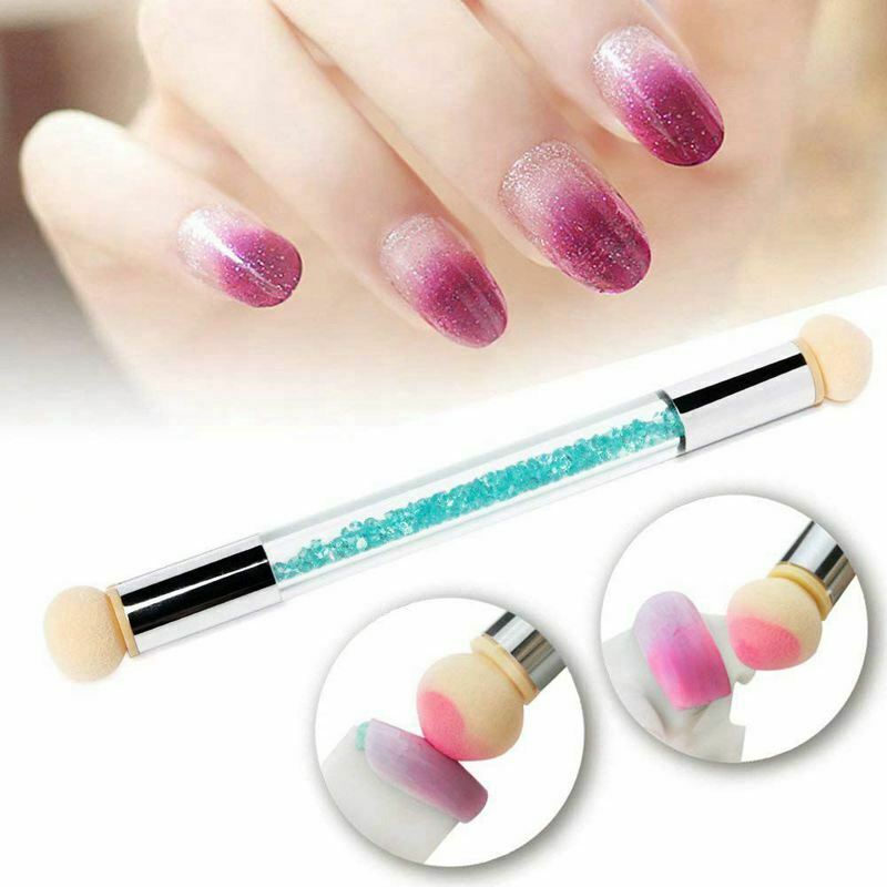 Nail Art Brush, Dual Tipped Ombre Nail Art Sponge Brush for DIY Gradient Bl O6B6