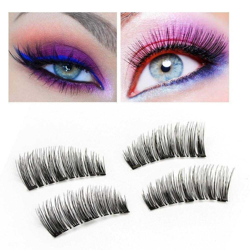 4PCS/Pair Triple Magnetic Eyelashes Handmade Reusable False Eye Lashes Supp X8H6