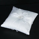 White Double Heart Rhinestone Ring Pillow Wedding Ring Bearer Cushion 20*20