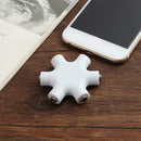 3.5mm Jack 6 Way Multi Port Hub Aux Headphone Audio Cable Adapter (White)