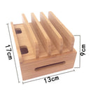 Mobile Phone Bracket Bamboo Wood Multi-Device Charging Station Organizer Of