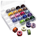 Bobbin Case Organizer with 25 Clear Sewing Machine Bobbins and Assorted Col