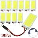 10pcs White COB Led Panel Dome Light Interior Lamp 12V + T10 Festoon Adapters US