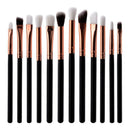 12pcs Flat Eyeshadow Lip Makeup Brushes Kit Eyebrow Brush Cosmetic Tool Set