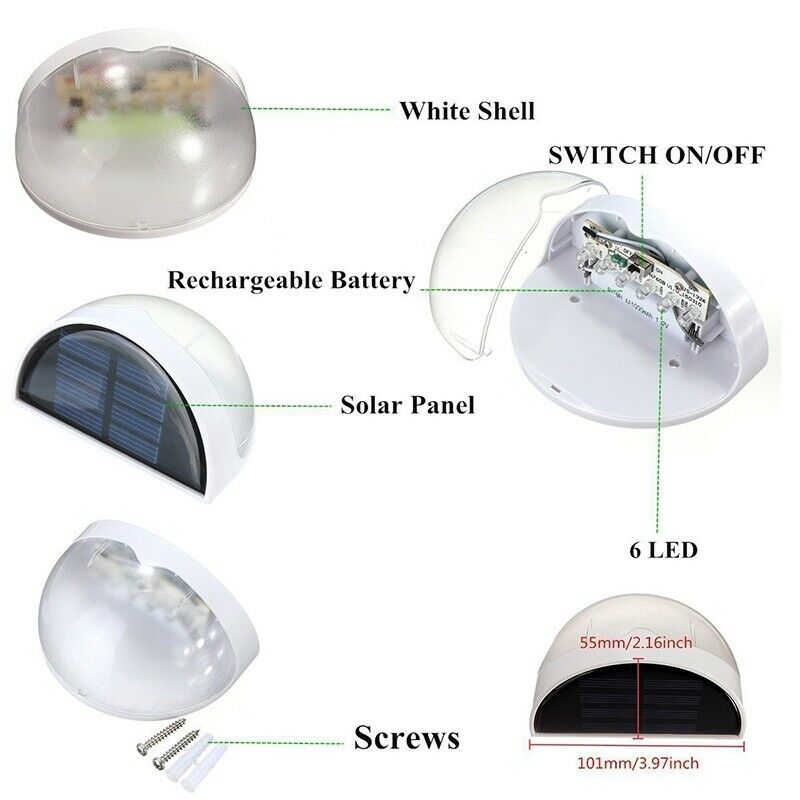 2018Waterproof 6 LED Solar Power Light Sensor Wall Light Outdoor Garden Fen