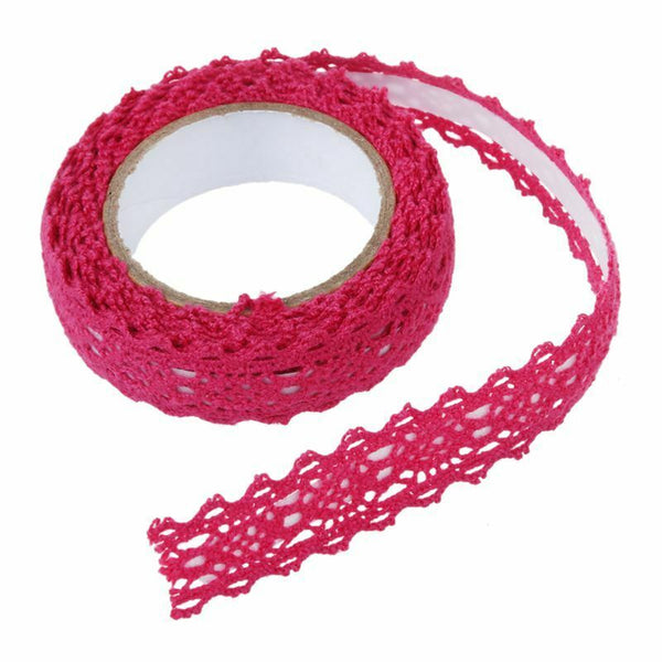 1 roll Lace Ribbon Decorative Adhesive Masking Tape washi DIY 18mm rose red