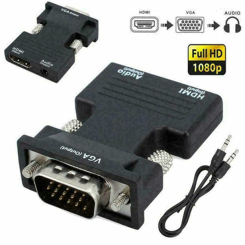 1080P HDMI Female to VGA Male with Audio Output Cable Adapter HOT Converter F0G9