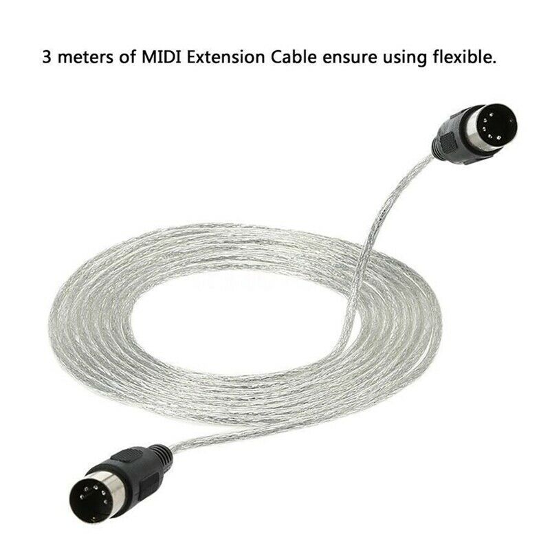 9.8FT Midi Male to Male DIN 5-Pin Music Instrument Extension Cable Connecto