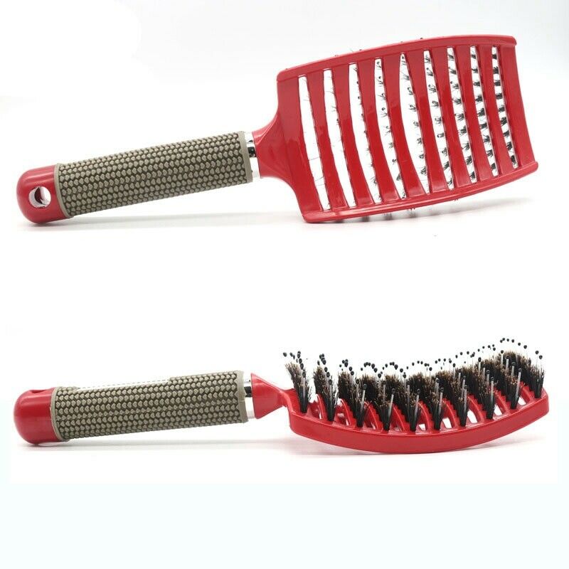 comb Hair Brush Curved Hairbrush for Thick Hair Red O5A4