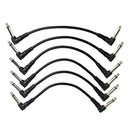 Pack of 6 Electric Guitar Patch Cables Right Angle 6.35mm Jack for Effect Pedals