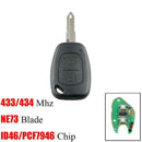 2 Button Remote Key 433MHz PCF7946 Chip For Renault PCF7946Car Key