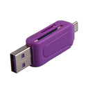2 In 1 Dual USB Plug OTG SD TF Card Reader For Smartphone Computer Purple A