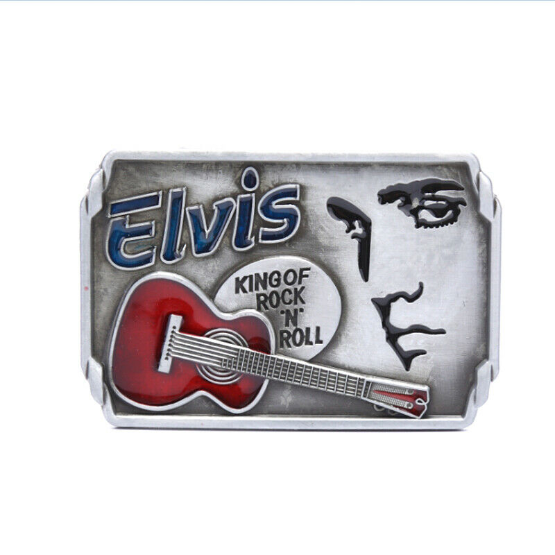 Guitars The King of Rock and Roll Elvis Men's Belt Buckle Suitable Wide BeltTEUS