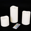 3pc LED Flameless Candles  Pillar 12 Color Changing w/ Remote Glow Wedding G_