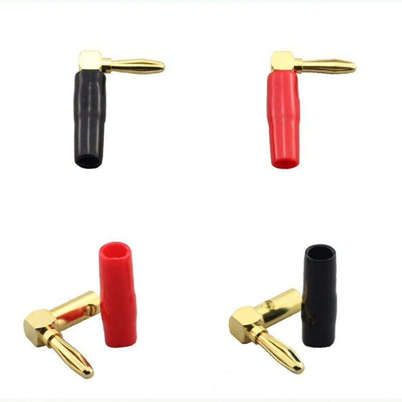 [4 Pack] Hi-end Copper Right Angle/90 Degree Screw Type Banana Plug / Speak J8K3