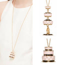 Lovers Cake Pendant Long Chain Choker Necklace Fashion Jewelry Gifts for Wo