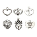 5X(30pcs Mixed style Heart Pendants Charms Findings - Jewellery Making FindU3D1)