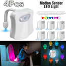 4Pcs LED Toilet Bowl Night Light Motion Sensor 8 Colors Bathroom Potty Seat Lamp