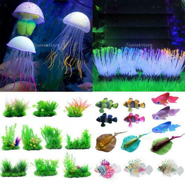 2X Aquarium Fish Tank Landscaping Decor Glow Simulation JellyFish