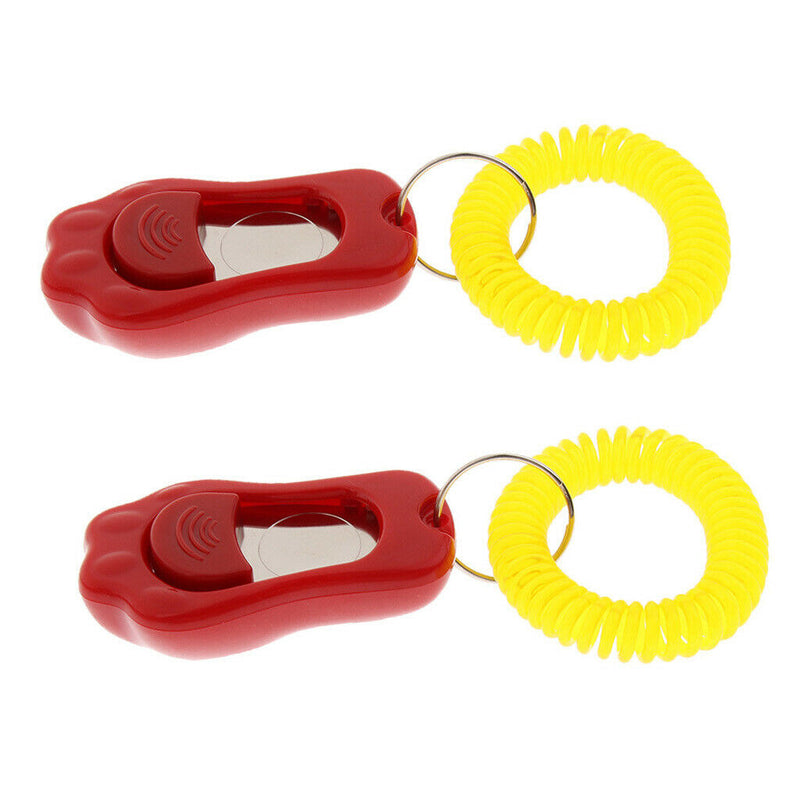 2Pcs Big Button Dog Cat Training Clicker, Clickers with Wrist Bands Red