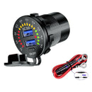 Car Motorcycle Dual USB Charger QC3.0 Power Socket with Switch + Wires A