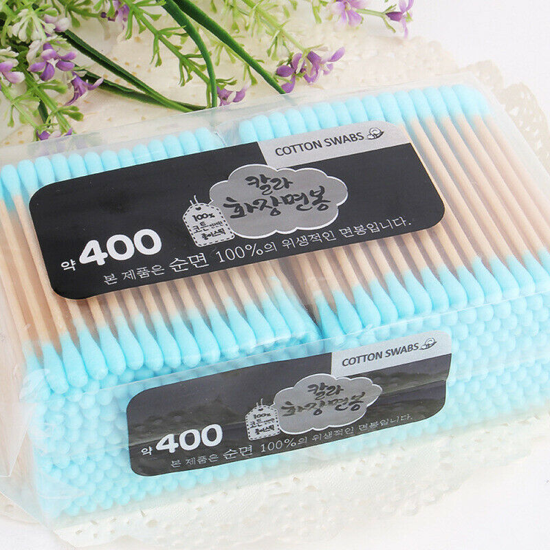 400PCS Double Head Cotton Buds Swab Tip Sticks Wooden Q-tips Applicato  MGJ