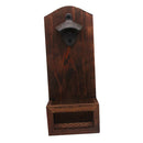 Club Pub Rustic Wooden Wall Hanging Bottle Opener W/ Cap Catcher Holder