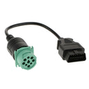9 Pin Male To OBDII 16 Pin Adapter Connector Cable for Heavy Truck