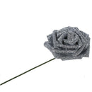 7 Foam Rose Artificial Flower Glitter Bridal Bouquet Home Wedding Decoratio U5E8