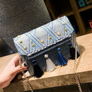 New Summer Retro Ethnic Style Simple Woven Tassel Chain Small Square Bag Bl