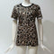 Chiffon Women T-Shirt Short Sleeve Leopard Fashion Summer Tops (M)