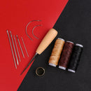 12pcs Hand Sewing Needles Waxed Thread Awl Thimble DIY Leather Repair Tool